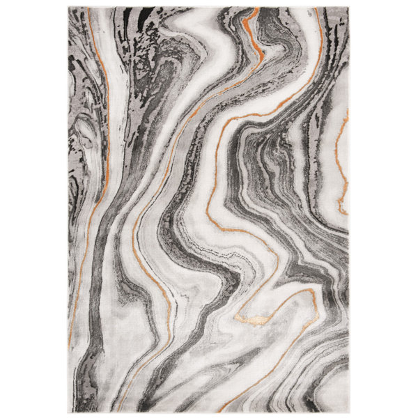 Wade Logan® Swindle Abstract Gray/Gold Area Rug &amp; Reviews | Wayfair